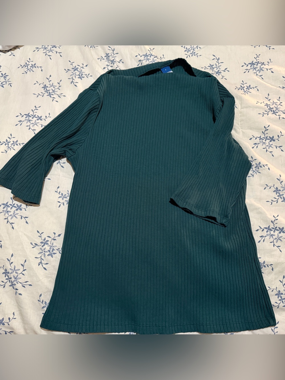 Old Navy Teal Ribbed Quarter-Sleeve Top
